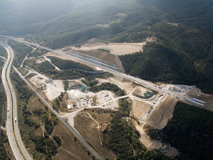 Aerial view of the Figueras-Perpignan high-speed train route