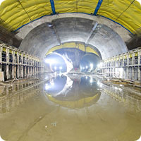 Longitudinal view of a tunnel construction job