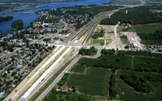 Aerial view of Montreal's motorway 30