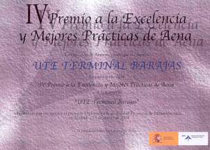 Diploma correspondiente al premio a la Excelencia y Mejores Prácticas de AENA