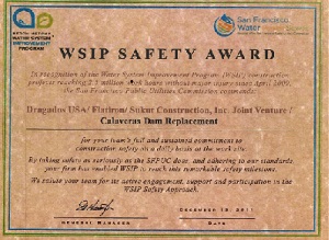 Diploma correspondiente al premio Seguridad Laboral