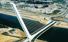 Aerial view of the bridge over the Guadalquivir river