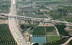 Vista aérea del trazado del tren de alta velocidad Madrid-Levante