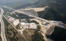 Aerial view of Figueras-Perpignan high-speed train route