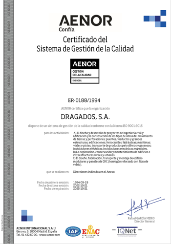 Certificado AENOR - Sistema de Gestión de la Calidad