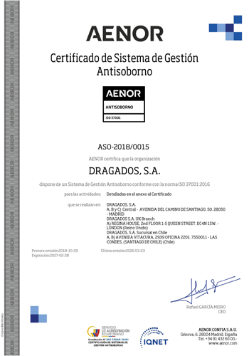 UNE-ISO 37001 Certification - Anti-bribery Management System