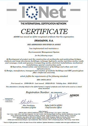 Certificado IQNET - Sistema de Gestión Medioambiental